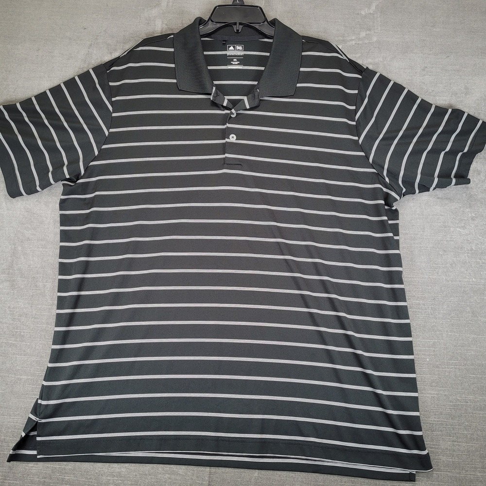 Adidas Puremotion Golf Polo Shirt Mens 2XL Black White Striped Short Sleeve
